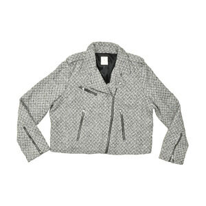 Gap Design & Crafted Women's Tweed Moto Jacket Regular Size XXL Black White NEW